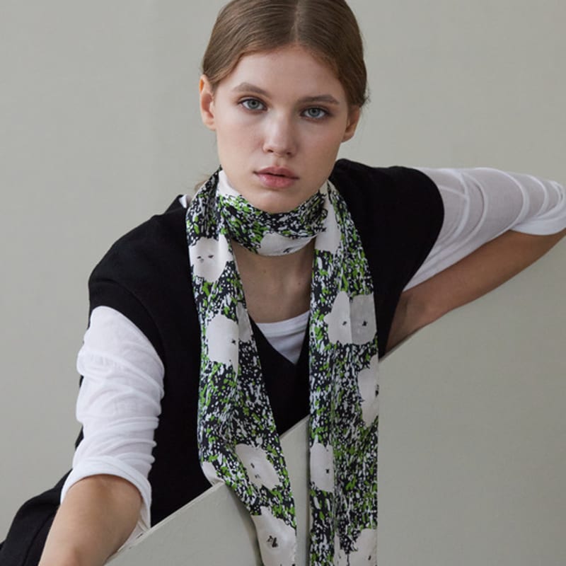 ANA MAISON Garden of Universe Long Petit Silk Scarf [PML-1411]