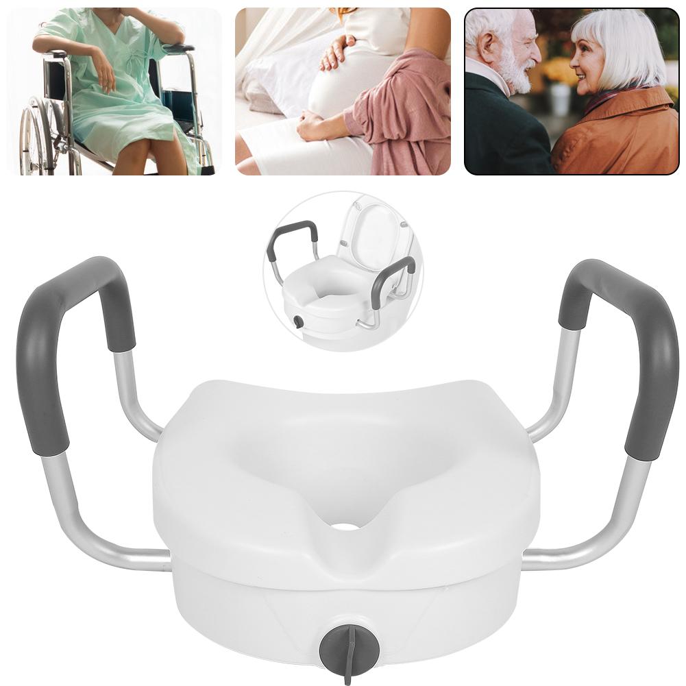 Elevated Raised Toilet Seat Adjustable Bathroom Pads Rise Height Seats with Safety Frame