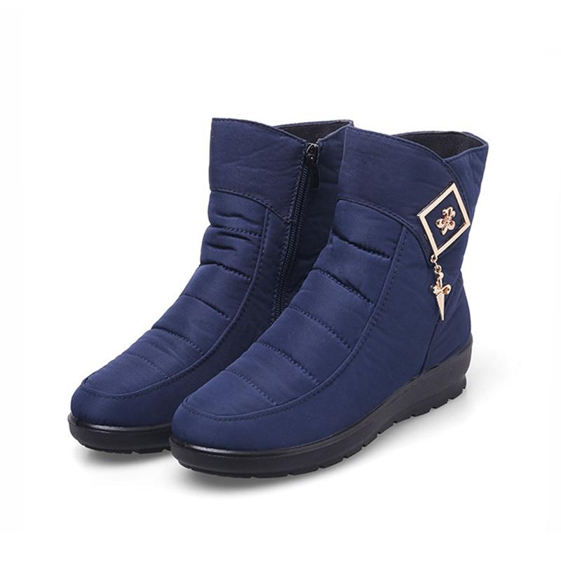Waterproof Snow Boots Women Winter Shoes Fashion Brand Cold Winter Women Ankle Boots Non-slip Ladies Cotton Shoes Blue Red Plus Size 42