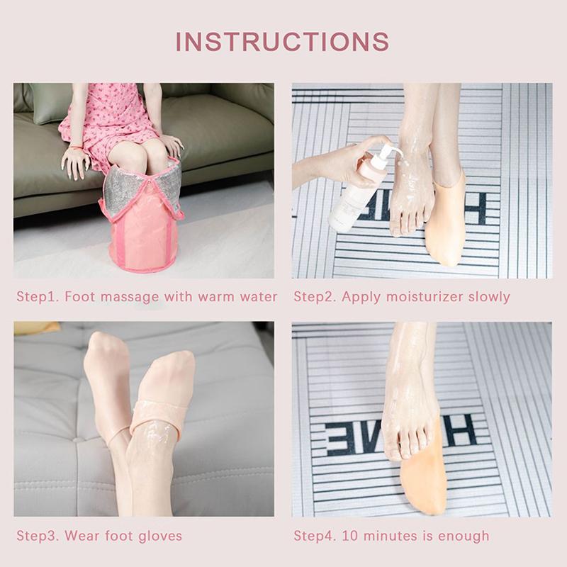 1 par de calcetines hidratantes de silicona para el cuidado de los pies, antisequedad de la piel, antigrietas, exfoliantes, eliminan la piel muerta y alivian el dolor