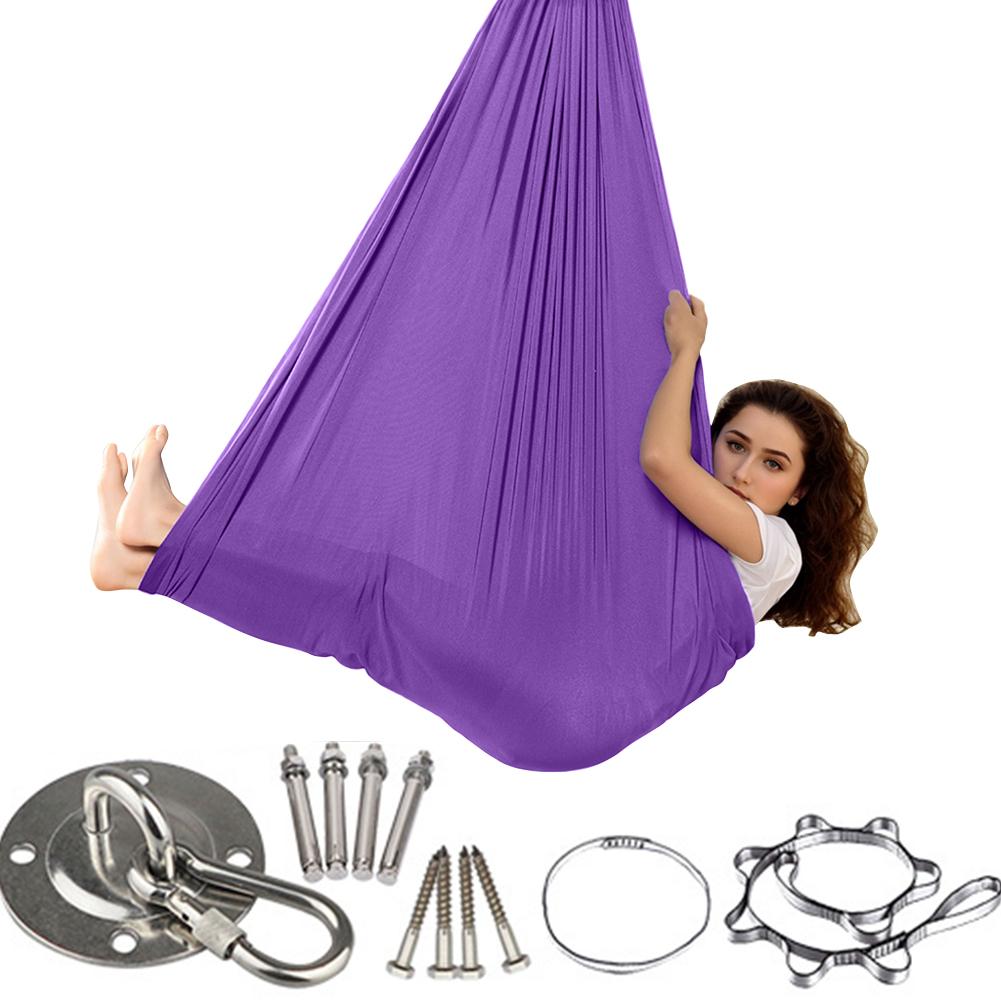 

Outdoor Indoor Swing Hammock Adjustable Steady Seat Swing with 360 Degree Swivel Hanger Therapy Swing for Adults фіолетовий