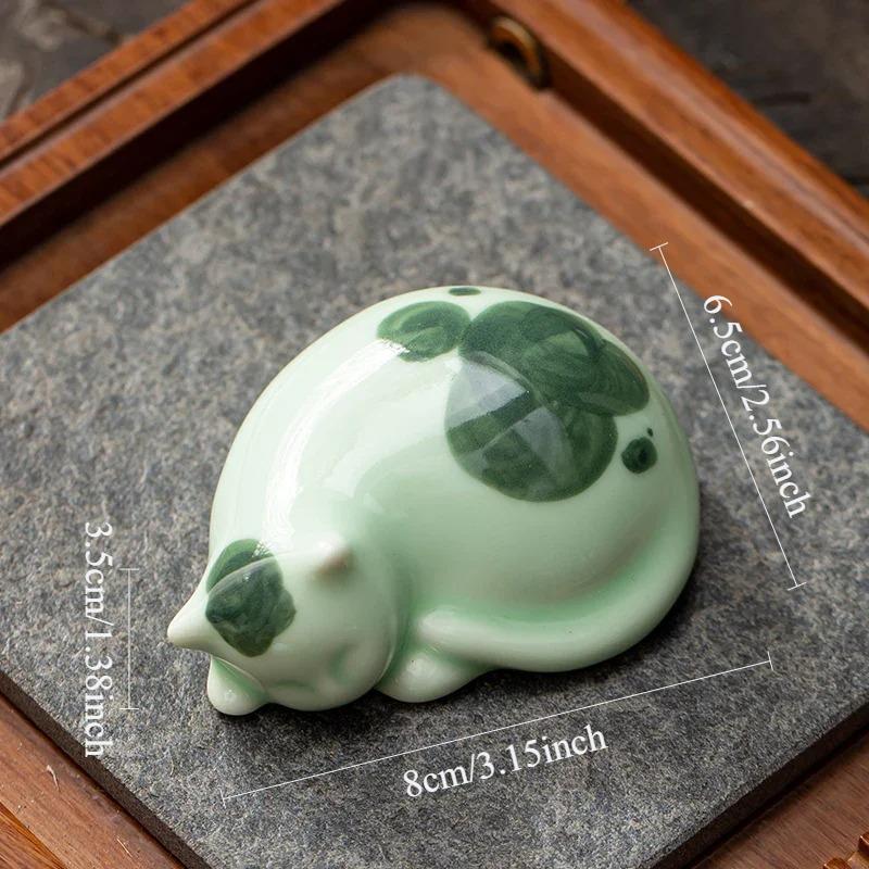 

1pcs Small Ceramic Cat Handmade Tea Pet Decoration Toy Kung Fu Teaset Ceremony Tea Ornament Figure Kitty Tea Pet Teaware