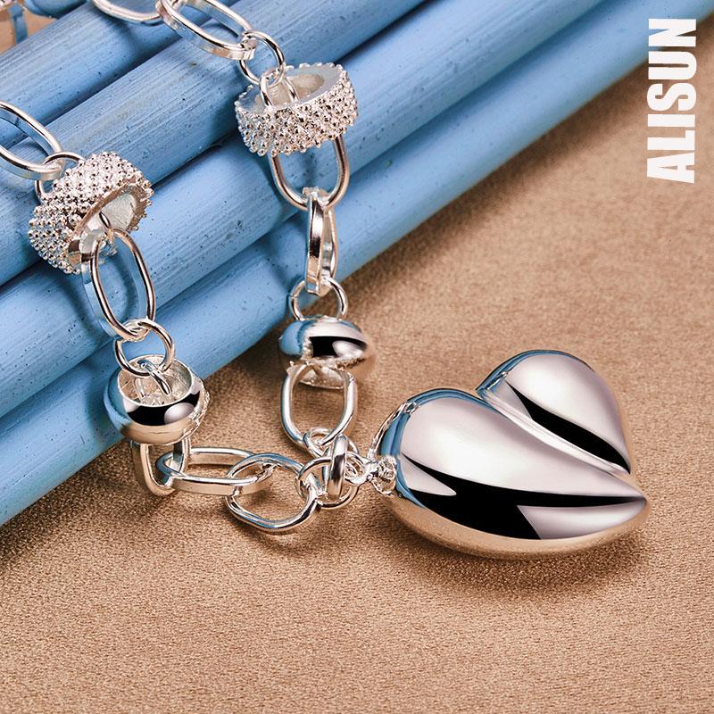 925 Sterling Silver hladký dutý náhrdelník s přívěskem ve tvaru srdce Módní svatební šperky