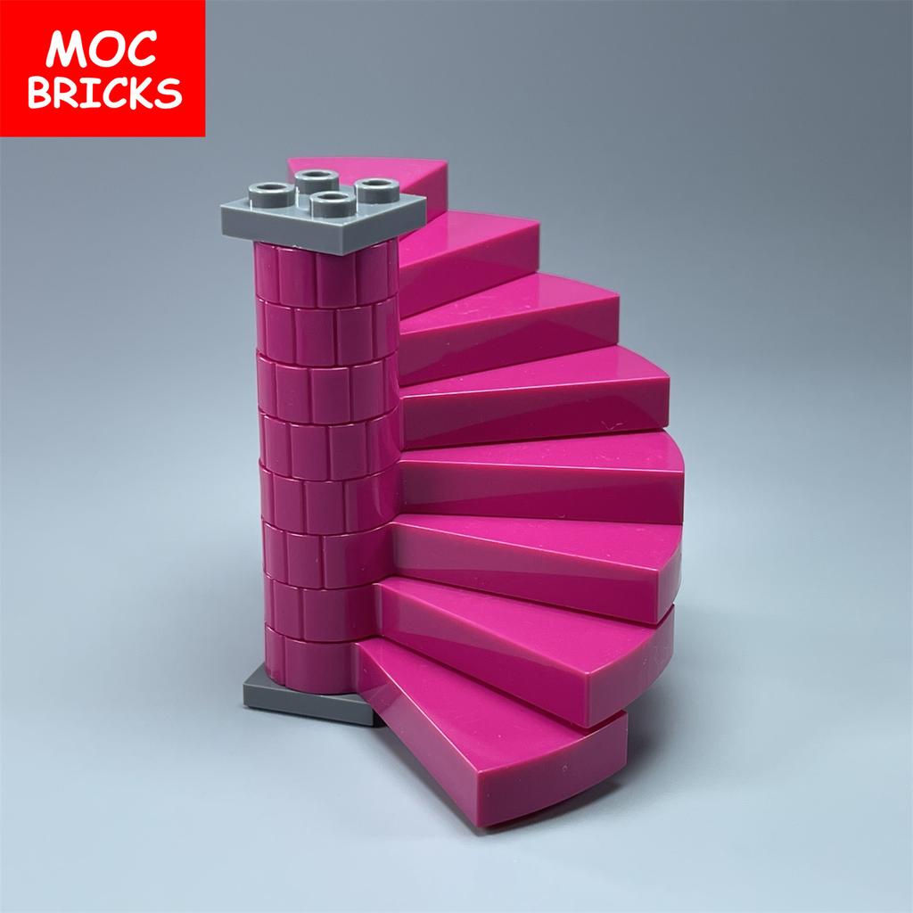 Set  MOC Bricks City Castle Stairs Spiral Step 40243 Support 1x1x5 40244 Assembles Particles Building Blocks