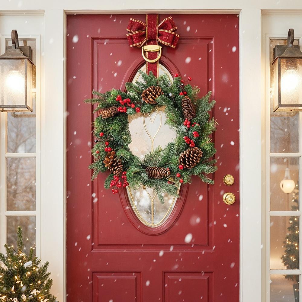 Stroik Wianek Świąteczny Klasyczny Dekoracyjny Ozdobny Na Drzwi Wiszący