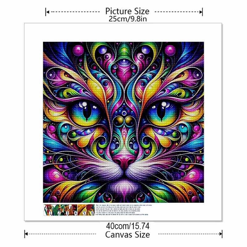 New Arrival 5D DIY Full Circle Diamond Painting "Colorful Cat" Embroidery Cross Stitch Home Decor Gift