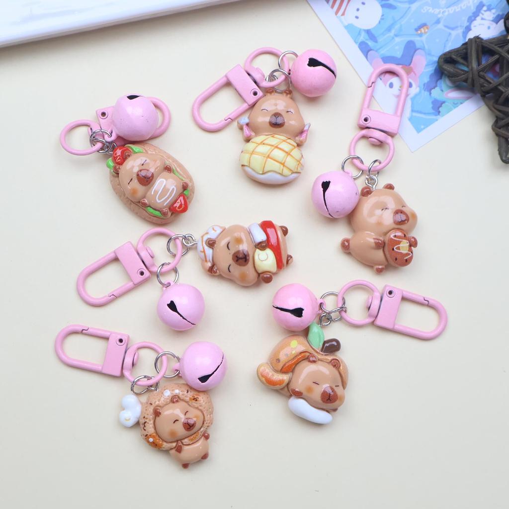 Cartoon Resin Bell Keychain and Bag Charm Pendant - Couple Ornament Gift