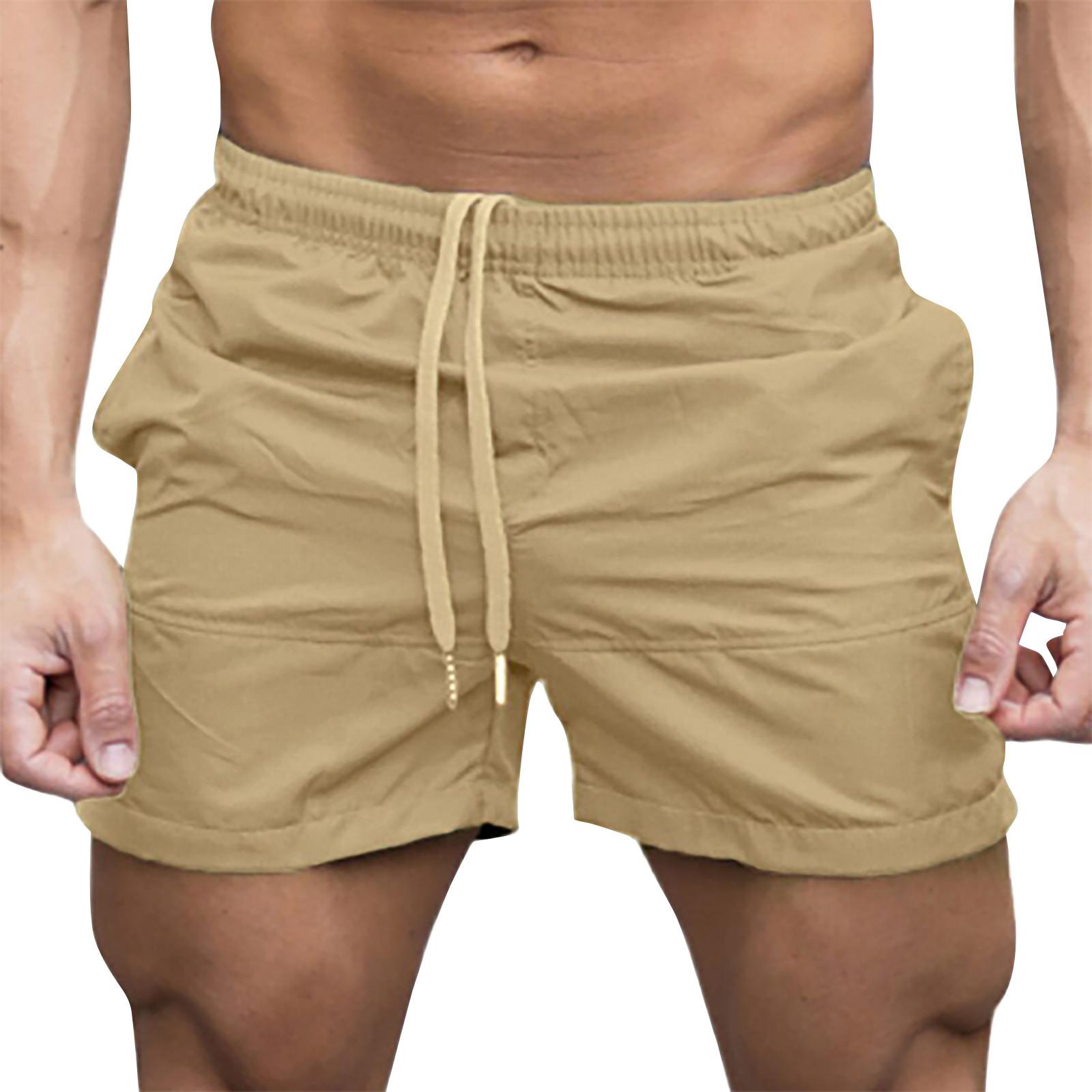 

Мужские повседневные шорты для бега, укороченные брюки для фитнеса, спортивные пляжные брюки для бега XL хаки