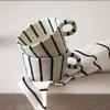 1Pc10.5Oz Scandinavian Geometric Stripesd Ceramic Mug, Exquisite Hand-Painted Round Mouth Handle Cup, Simple Stripesd Coffee Cup, Suitable for Home