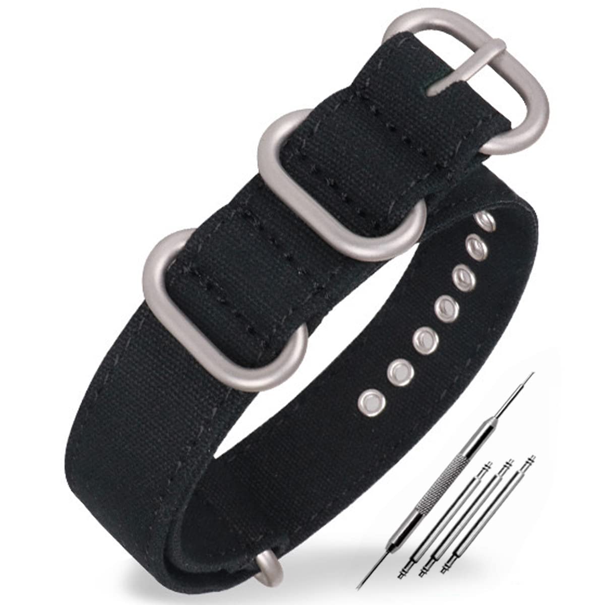 

HEYOZURY Холщовые часы НАТО Толстый нейлоновый сменный инструмент для и Omega ремешок, ремешок, 18 мм, 20 мм, 22 мм, 24 мм, 26 мм, Холст, Водонепроницаемый, Удобный, чёрный