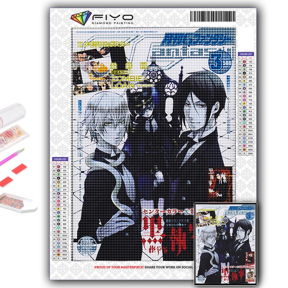 5D Diy Diamond Painting Anime Black Butler Cross Stitch Full Diamond Embroidery Mosaic