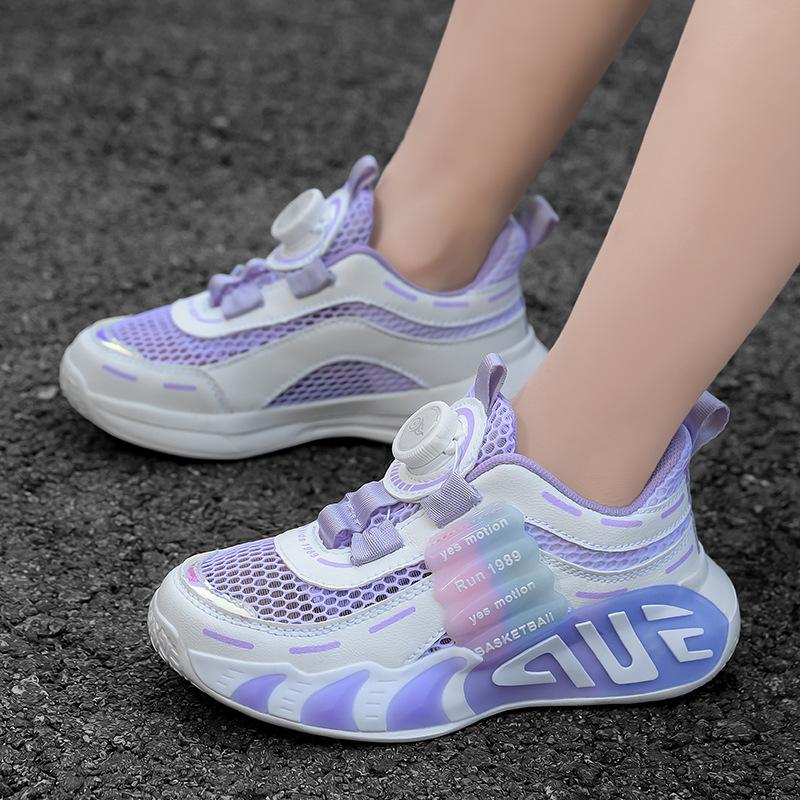 Kindersportschuhe Sommer neue Jungen einzelne Meshschuhe atmungsaktiv bequem leicht stoßdämpfend drehbare Schnalle Jungen und Mädchen Laufen s