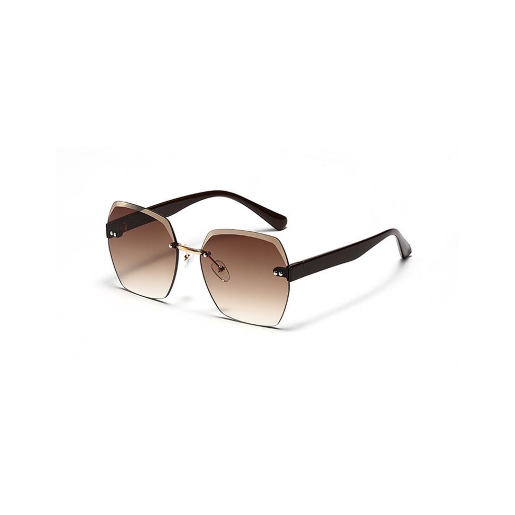 Rimless Glasses Men'S Polygonal Diamond Trimmed Retro Sunglasses Women'S Ins Street Shot Rivet Sunglasses