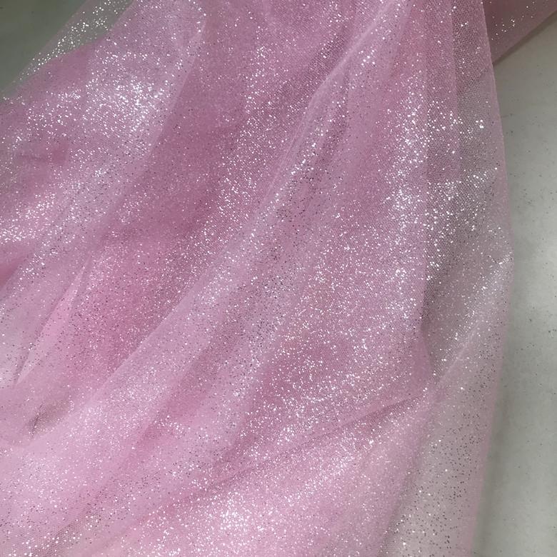 Glitter Mesh Tulle Fabric By The Meter for Clothing Wedding Dress Shirt Veil Background DIY Sewing Decoration Cloth Blue Pink