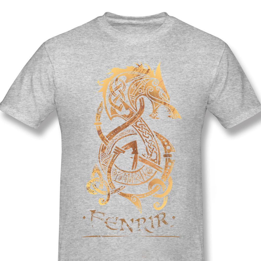 Men Anime Wolf Romantic Horror Film T-Shirt Fenrir The Nordic Monster Wolf 100% Cotton Tees Harajuku TShirt Fashion Streetwear