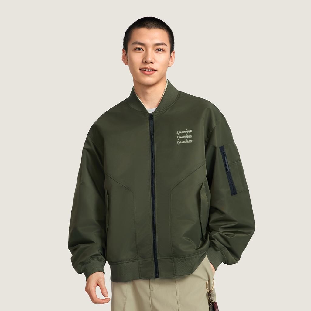 Li-Ning Loose Baseball Collar Logo Letter Jacket Men Jacket AJDV325-2
