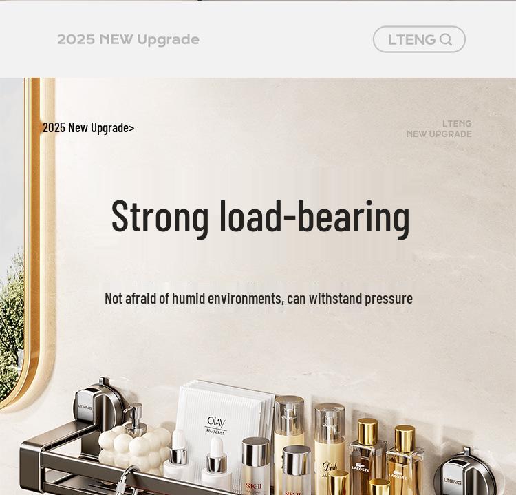 Bathroom Suction Cup Storage Basket - No-Drill Wall-Mounted Organizer