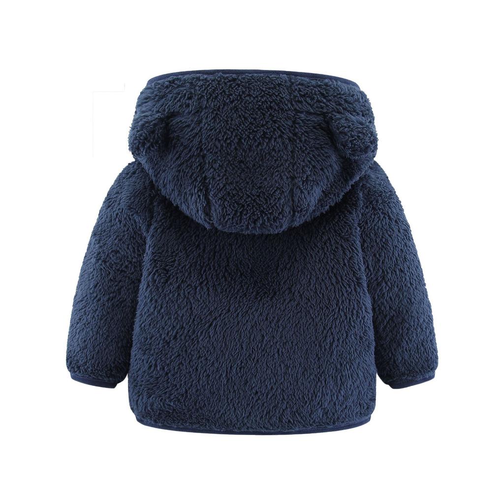 Children's Long-sleeved Plush Top with Hooded Baby Coat