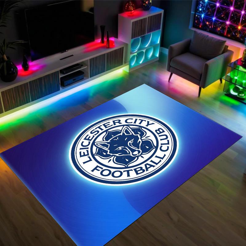 Leicester City Football Design Crystal Velvet Carpet Cozy Non?Slip Printed Rug For Bedroom Living Room Entrance