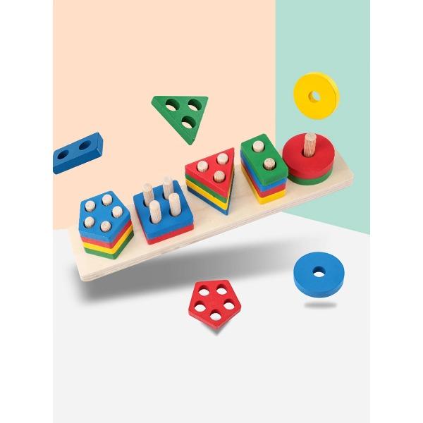 Montessori Ahşap Oyuncaklar Çocuklar için Ahşap Sıralama İstifleme Oyuncaklar Bebek Bebekler için Eğitim Şekli Renk Sıralayıcısı Okul Öncesi Çocuklar Hediyeler