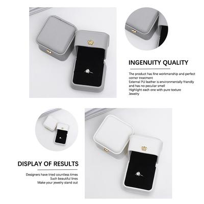Caja cuadrada de PU de alta calidad para pendientes de boda, anillos, pendientes, increíble estuche de regalo para exhibición de joyas de fiesta de compromiso.