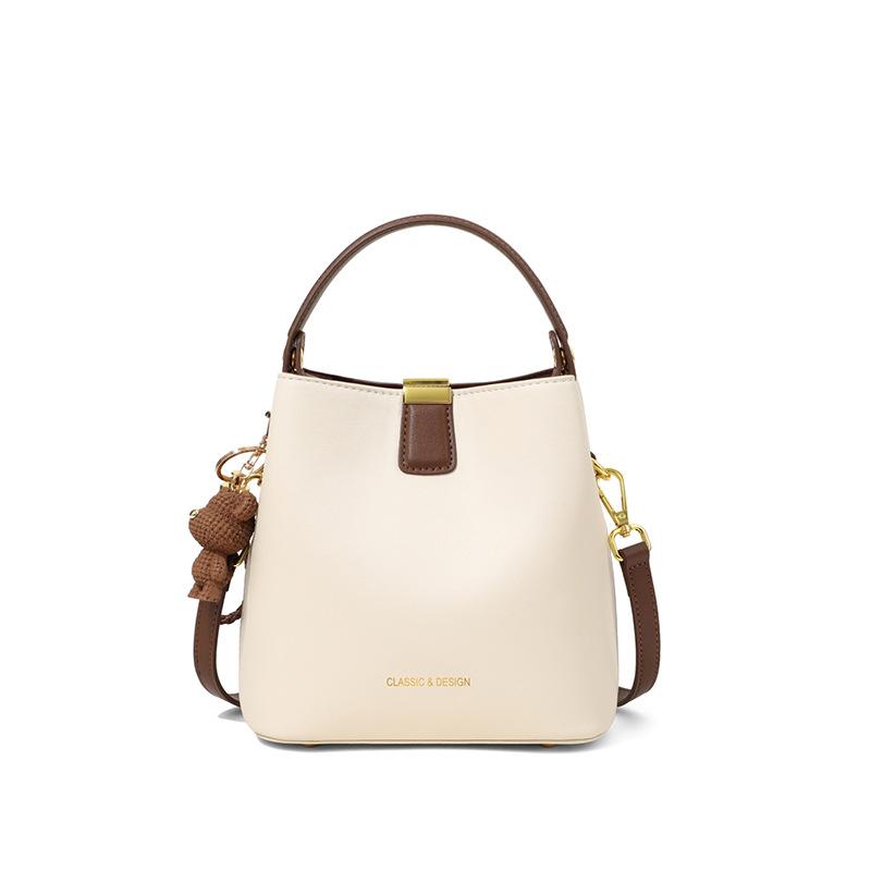 New Genuine Leather Crossbody Bucket Bag Portable Summer High-end Versatile Shoulder Bag