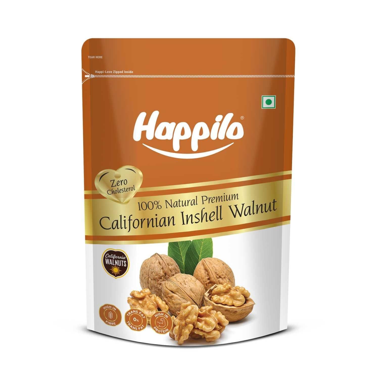 Грецкий орех в скорлупе (500 г), 100% Natural Premium Californian Inshell Walnut,  Happilo