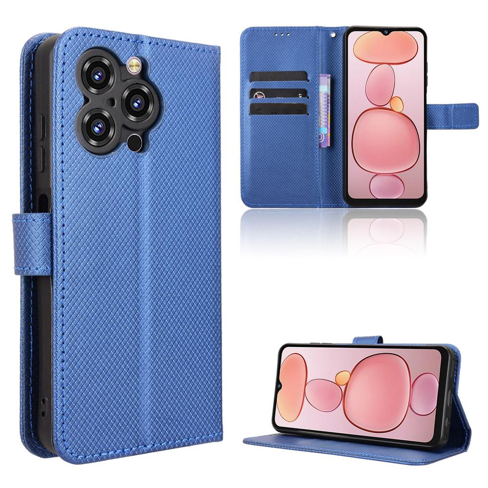 For Oukitel C3 Leather Wallet Case with Strap Diamond Texture Phone Cover