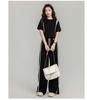 2025 Summer Trendy Sporty Slim Two-Piece Set: Short-Sleeve Top & Wide-Leg Pants