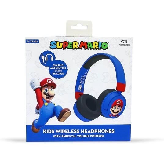 Casque audio enfant - Super Mario - Sans fil - Bluetooth - Autonomie 24h - Volume réglable