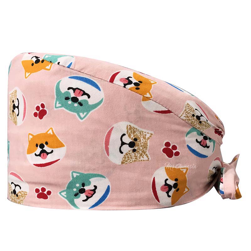 2021 Hot Sale Pharmacy Doctor Hospital Uniform Fashion Printing Scrub Pet Grooming Doctor Work Hat Cotton Medical Nurse Hats