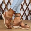 Fashion 2025 Summer Women Slippers Plus Size Women's Shoes Retro Roman Sandals Women Pu Casual Flower Wedge Sandals Platform Slippers