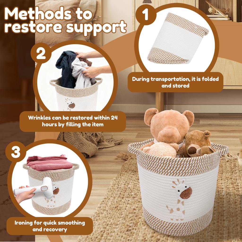 Storage Basket Cotton Corded Rope Multipurpose Sundries Toy Organizer Foldable Household Gift Laundry Basket