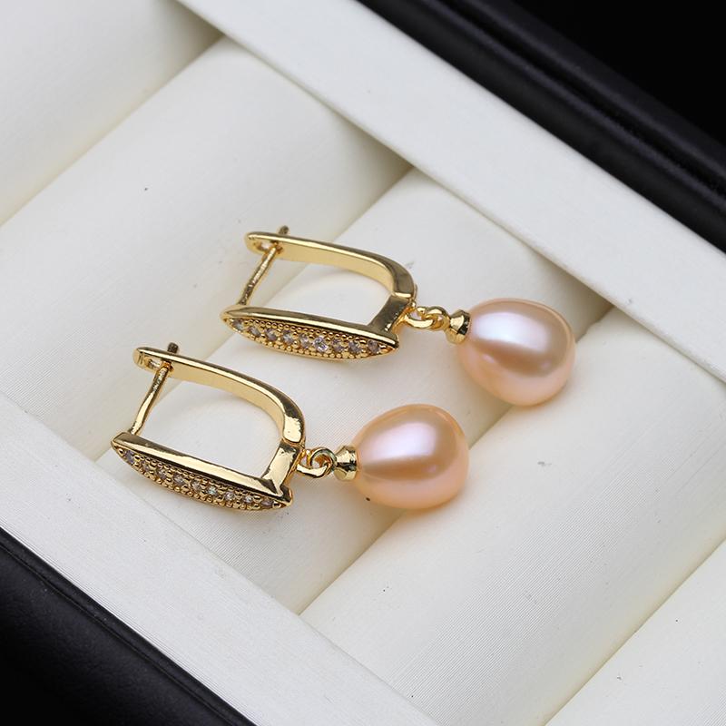 New Real Pearl 925 Sterling Silver Drop Earrings For Women Fashion Zircon Dangle Earrings Natural Freshwater Pearl Jewelry Hot