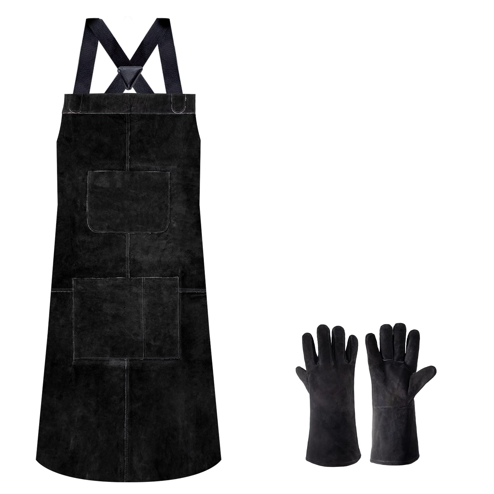 

Сварочный фартук с защитным фартуком и плотной сварочной защитной работой с 3 инструментами Истирание Высокая температура Пламя Ожог Легко надевать и снимать x 65 чёрный