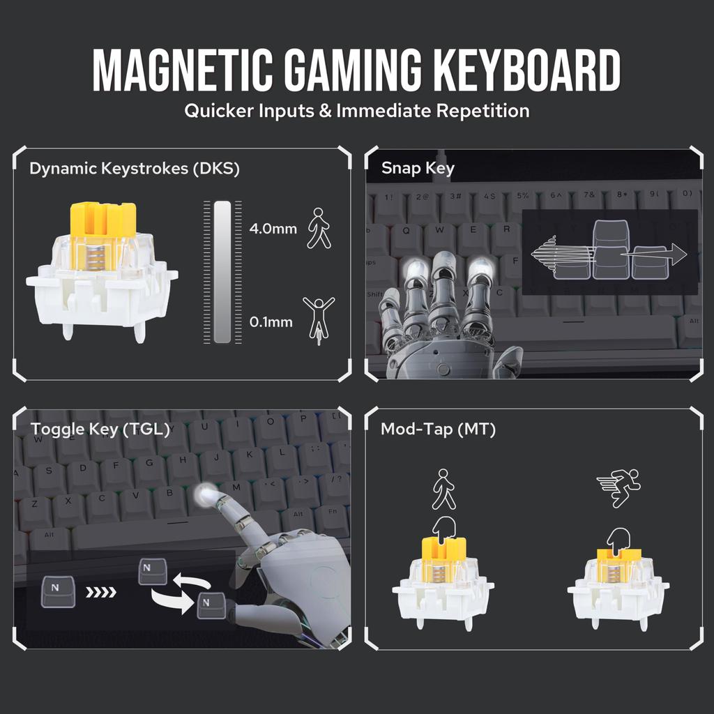 MechLands AJAZZ AK680 MAX Rapid Trigger Wired Gaming Keyboard with Hall Effect Rapid Trigger Magnetic 8K Polling Top and RGB Backlit Mechanical