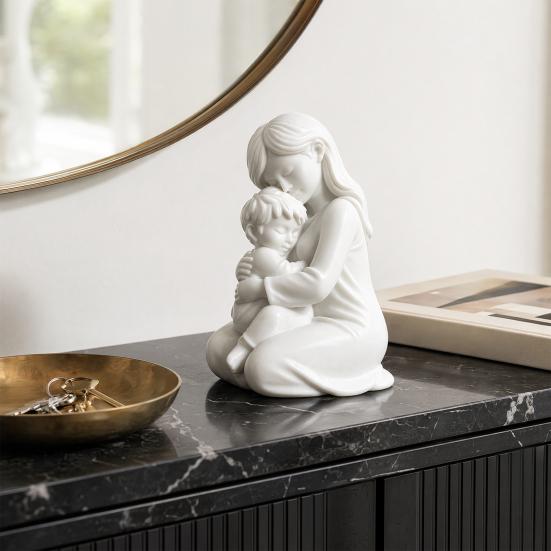 Figure Ornamentali Mamma e Bambino Stampate in 3D Stile Nordico Calde Sculture Madre-Figlio
