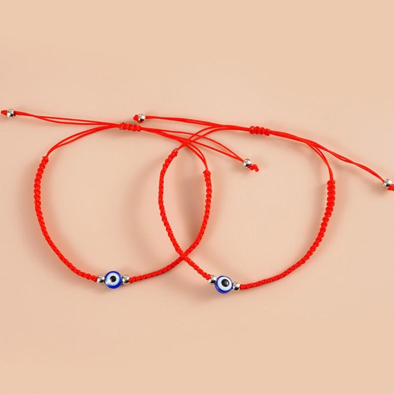 2 Pcs for Evil Eye String Bracelets Handmade Red Black String for Evil Eye Bracelet Wristband for Women Men Teen Girls B