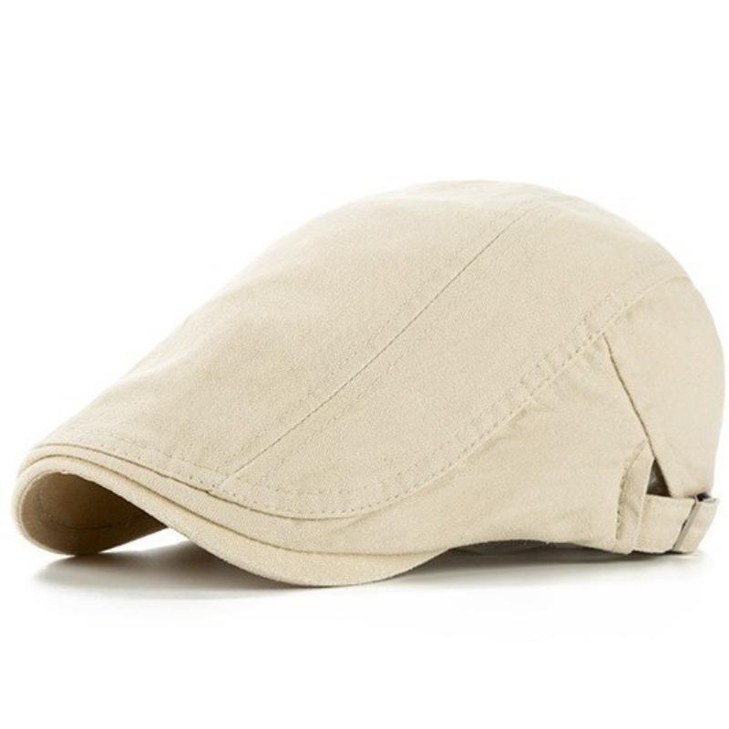 

Men s Beret Pure Cotton Solid Color Simple Forward Hat Youth Fashion Middle-aged & Elderly Casual Cap слонова кістка