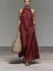 2026 Summer Halter Neck Ruffle Sleeveless Dress with Pockets