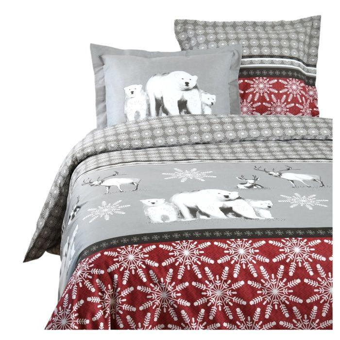 Parure de lit - EDEN - Aigueblanche - Rouge - 220 x 240 cm - 100% coton Oeko‑Tex