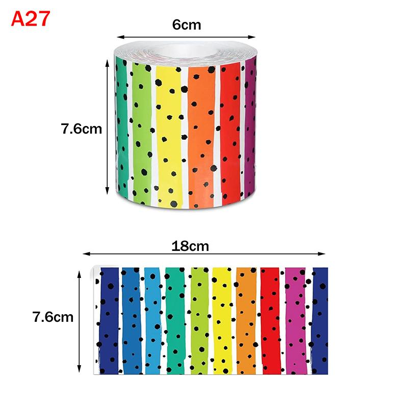 32 Colors 18M Self Adhesive Border Classroom Decors Border Trim Sticker Colorful Dot Trim Border Bulletin Board Border Trim