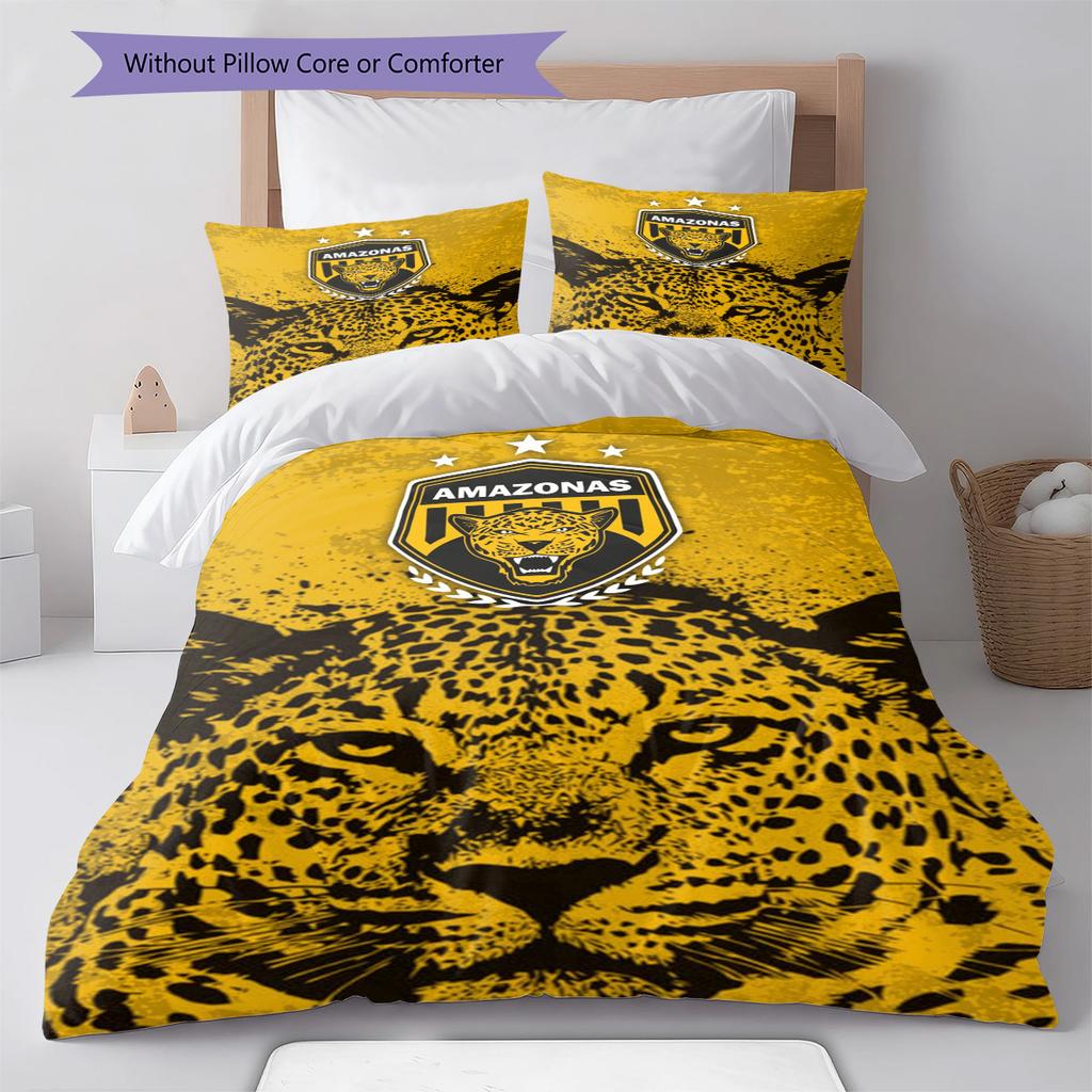 Amazonas FC Logo Muster Bettwäsche Set Bettbezug Kissenbezug Heimdeko Geschenk (1 Bettbezug + 2 Kissenbezüge, ohne Füllung)