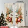 2pcs 2D flat printing Merry Christmas Window Drapes happy Thanksgiving flowers Versatile 100% Polyester Without Electricity