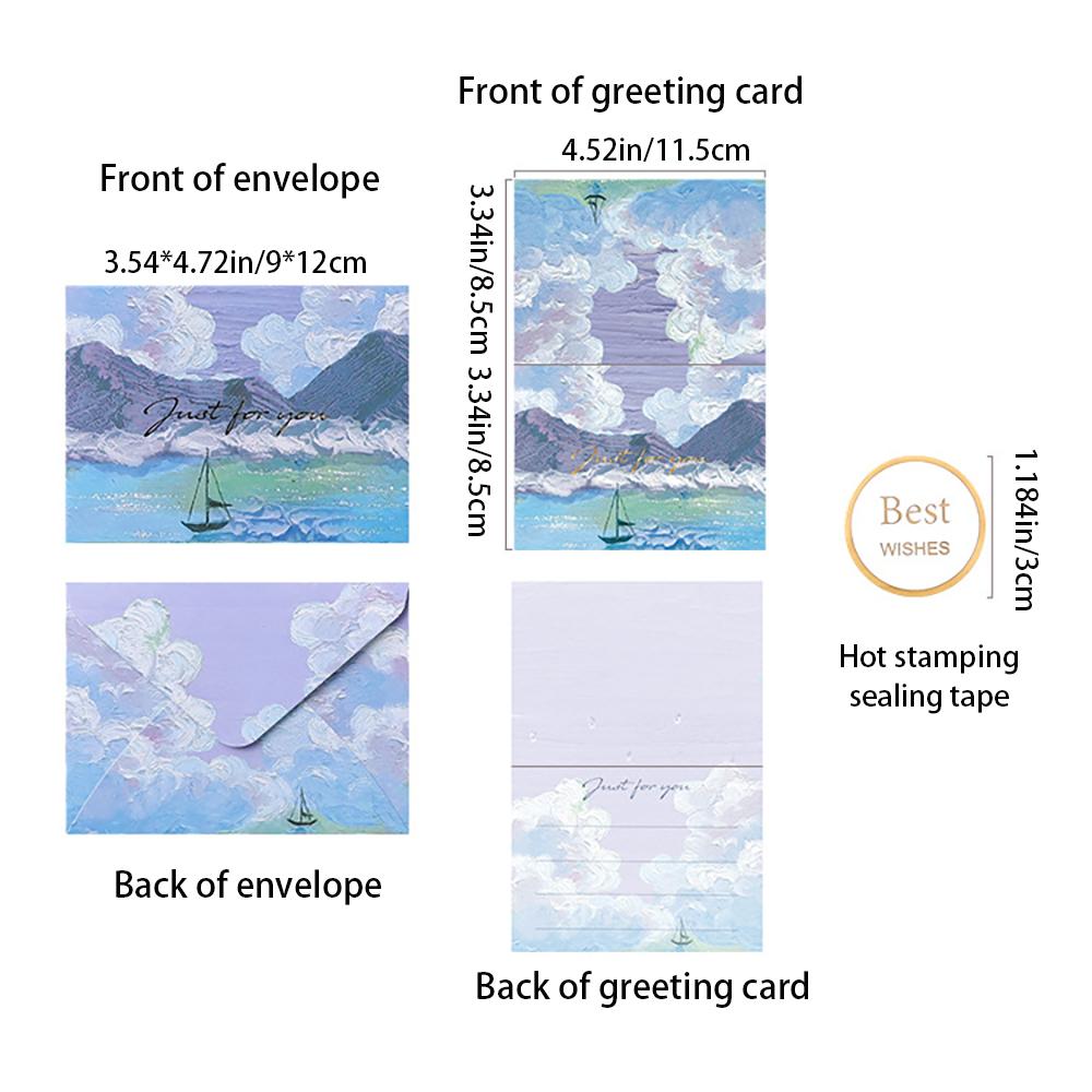 Oil painting greeting card, high-end feeling holiday greeting card, envelope, DIY gift decoration, message card, cardboard