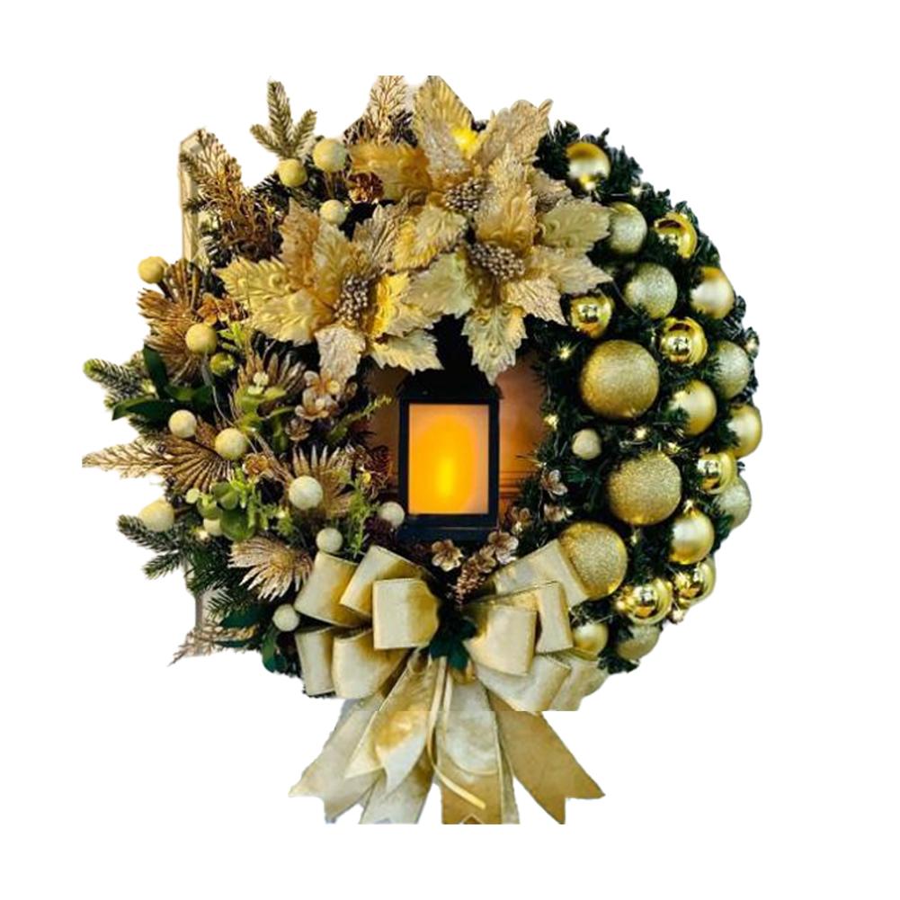 

Золотой Рождественский Венок С Лампой Для Входной Двери Красный Шар Цветочная Гирлянда Рождественское Украшение Подвесной Декор Для Окна Стены Дома золотистый