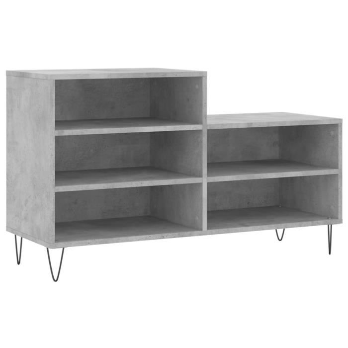 VidaXL Armoire à chaussures Gris béton 102x36x60 cm Bois d'ingénierie 831392
