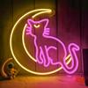 Japanese Anime Cat Neon Signs Dimmable Cartoon Luna Neon Lights Moon Cat Neon Light Sign Cute Led Signs for Bedroom Wall Girls Room Dorm Birthday