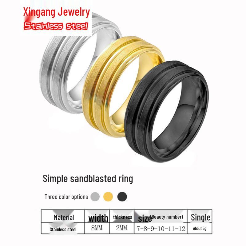 

Men s Titanium Steel Ring - Trendy, Durable, Non-Fading Fashion Jewelry. Size 8