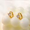 Stylish And Simple Women'S Geometric 316 Material Premium Sense 18K Gold Titanium Steel Rectangular Zircon Earrings
